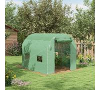 Outsunny 3.5 x 2m Walk-In Polytunnel Greenhouse with Roll Up Door Windows Green - 2H x 2.5L x 2Wm