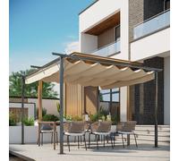 Outsunny 3.5 X 3.5M Steel Pegola Gazebo Backyad Poch Awning Retactable Canopy84C