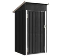 Outsunny 3.5 x 3 ft Outdoor Storage Shed with Sloping Roof, Lockable Door, 2 Vents and Gloves for Garden, Dark Grey