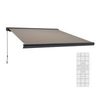 Outsunny 3.5 x 3 m Electric Awning with Remote Controller, Aluminium Frame DIY Retractable Awning, UV50+ Sun Shade Canopy for Garden Patio Deck Door Window, Light Grey Grey