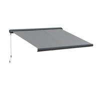 Outsunny 3.5 x 3m Electric Retractable Awning Cassette Case for Patio Waterproof Sun Shade with Remote Controller & LED Light, Grey Aosom UK