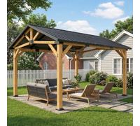 Outsunny 3.5 X 4 M Hardtop Gazebo With Galvanised Metal Roof, Black Grey