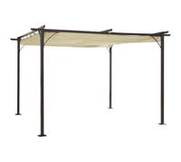 Outsunny 3.5M X 3.5M Metal Pergola Gazebo Awning Retractable Canopy Outdoor Garden Sun Shade Shelter Marquee Party BBQ, Beige Beige