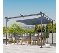 Outsunny 3.5X3.5M Pergola Metal Gazebo Backyard Porch Awning Retractable Canopy - Grey, Grey
