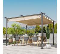 Outsunny 3.5 X 3.5M Steel Pegola Gazebo Backyad Poch Awning Retactable Canopy84C