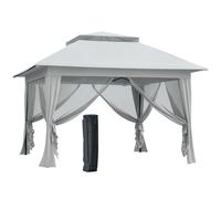 Outsunny 3.6 x 3.6 m Pop up Gazebo with Netting and Wheeled Carry Bag, UPF50+ Height Adjustable Party Tent Instant Canopy Sun Shade Shelter, Light Grey Grey