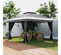 OUTSUNNY 3.6 x 3.6m Pop Up Gazebo with Netting & Wheeled Bag in Dark Grey Outsunny Dark Grey
