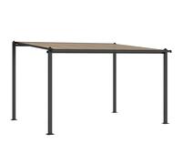 Outsunny 3.6 x 3 m Lean to Garden Pergola with PC Roof, Aluminium Frame Hardtop Gazebo Pergola with Drainage Gutters, Dark Grey