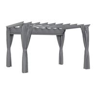 Outsunny 3.6 x 3(m) Outdoor Pergola Gazebo Retractable Canopy Garden Shelter Sun Shade Party with Curtains, Aluminum, Dark Grey