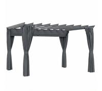 Outsunny 3.6 x 3 m Pergola with Retractable Roof Canopy, Curtains, Aluminium Garden Pergola Gazebo Sun Shade Shelter, Dark Grey