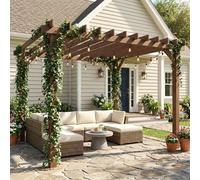OUTSUNNY 3.6 x 3 m Wooden Pergola Gazebo Grape Trellis, Maple Wood-effect in Natural | Size: 3m x 3m Outsunny Natural 3m x 3m