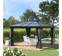 Outsunny Hardtop Gazebo 3.6 x 4m - Black & Dark Grey | TJ Hughes