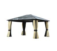 Outsunny Hardtop Gazebo Canopy with Mosquito Netting Polycarbonate Roof Aluminiu
