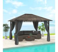 Outsunny 3.6x3(m) Hardtop Gazebo Garden Pavilion w/ Polycarbonate Roof, Grey, Grey