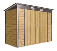 Outsunny 3.7 x 7.9ft Galvanised Steel Shed, with Latched Door and Padlock - Oak