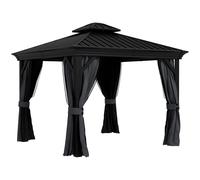 Outsunny 3.7m Outdoor Hardtop Gazebo Canopy, Dark Grey - High Quality Aluminium