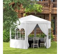 Outsunny 3.9M Outdoor Gazebo Canopy Party Tent With 6 Removable Side Walls In White White
