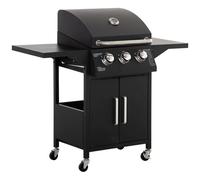 Outsunny 3 Burner Gas Bbq Grill Outdoor Portable Barbecue Trolley W/ Warming Rack