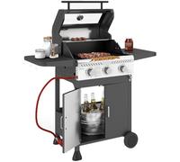 Outsunny 3 Burner Propane Gas Bbq Grill With See-Through Lid And Thermometer In Black Black