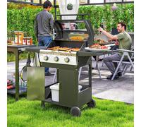 Outsunny 3 Burner Propane Gas BBQ Grill with See-through Lid and Thermometer