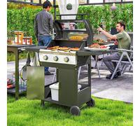 Outsunny 3 Burner Propane Gas BBQ Grill with See-through Lid and Thermometer | TJ Hughes
