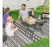 Outsunny 3 Ft Folding Camping Table W/ Adjustable Heights & Mesh Desktop In Black Black