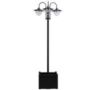 Outsunny 3-head LED Solar Light Lamp Street Light Post with Planter Base - Black | TJ Hughes