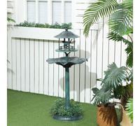 Outsunny 3-In-1 Garden Bird Bath, Birdbath With Large Water Basin, Green Green