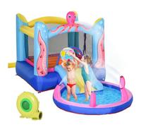 Outsunny Bouncy Castle w/ Slide Water Pool Trampoline, Blower 3.6 x 1.75 x 1.8m