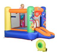 Outsunny 3-in-1 Kids Bouncy Castle with Slide Trampoline Basket, Inflatable Bounce House with Blower for Kids Age 3-8 Monster Design 2.5 x 1.8 x 1.75m Multicolour