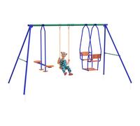 Outsunny 3 in 1 Metal Kids Swing Set with Swing - Glider - Rocking Chair - Orange | TJ Hughes