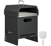 Outsunny 3 in 1 Outdoor Pizza Oven, Portable Wood Fired Pizza Maker with Handles, Stone and Peel