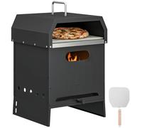 Outsunny 3 in 1 Outdoor Pizza Oven, Portable Wood Fired Pizza Maker with Handles, Stone and Peel, Charcoal BBQ Grill for Garden, Party, Camping, Picnic