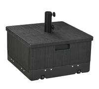 Outsunny 3-in-1 Outdoor Umbrella Base Coffee End Table Flower Box Planter 175lbs Capacity Patio Umbrella Stand Table with Wheels and Handles Blac