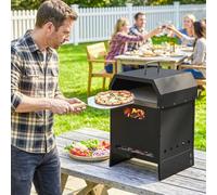 OUTSUNNY 3 in 1 Portable Wood Fired Outdoor Pizza Oven with Handles in Black | Size: 40 cm x 50 cm Outsunny Black 40 cm x 50 cm