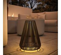 Outsunny 3-Level Adjustable Garden Rattan Solar Lantern, Black
