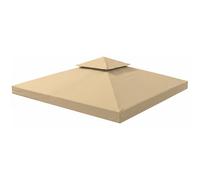 Outsunny 3(m) 2 Tier Garden Gazebo Top Cover Replacement Canopy Roof Deep Beige