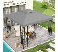 Outsunny 3(m) 2 Tier Garden Gazebo Top Cover Replacement Canopy Roof Light Grey