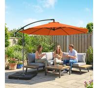 Outsunny 3(m) Banana Parasol Cantilever Umbrella Garden w/ Base Weights - Orange - Modern - Cantilever Parasol