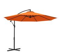 Outsunny 3(m) Garden Banana Parasol Cantilever Umbrella with Crank Handle, Cross Base, Weights and Cover for Outdoor, Hanging Sun Shade, Beige - Orange - 295L x 295W x 250H cm