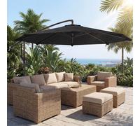 OUTSUNNY 3 m Cantilever Parasol, Offset Umbrella with Cover & Wind Ropes in Black | Size: 3m Outsunny Black 3m