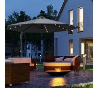 Outsunny 3 (M) LED Cantilever Parasol Garden Sun Umbrella w/Base and Solar Light