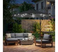 Outsunny 3 m Cantilever Parasol Solar LED Lights - Black