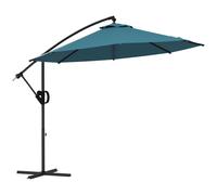 3(m) Cantilever Banana Parasol with Cross Base, Crank Handle and Tilt Outsunny Blue One Size