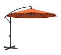 Outsunny 3 m Cantilever Parasol with Cross Base, Offset Outdoor Umbrella with Crank Handle, Hanging Sun Shade, Orange