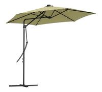 Outsunny 3(m) Cantilever Garden Parasol Umbrella with Solar LED and Cover, Beige, Cream