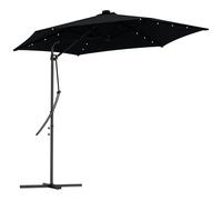 Outsunny 3(m) Cantilever Garden Parasol Umbrella with Solar LED and Cover, Black, Black