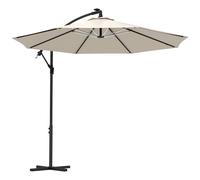 Outsunny 3(m) Cantilever Parasol with Solar LED Lights, Garden Umbrella with Cross Base and Crank Handle, Hanging Offset Banana Sun Shade Aosom UK