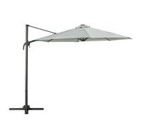 Outsunny 3(m) Cantilever Roma Parasol Patio Sun Umbrella with LED Solar Light Cross Base 360° Rotating Outdoor, Grey