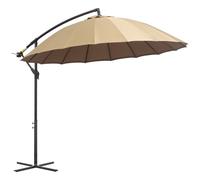 Outsunny 3(m) Cantilever Shanghai Parasol w/ Crank Handle - Cross Base - Khaki | TJ Hughes